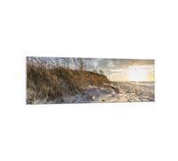 Impression sur Verre 160x50cm Tableaux Image Photo Sable Herbe Mer Decoration