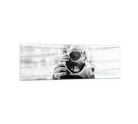 Impression sur Verre 160x50cm Tableaux Image Photographe Noir Et Blanc Double