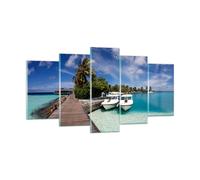 Impression sur Verre 160x85cm Tableaux Île des Maldiviens archipel océan hutte