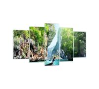 Impression sur Verre 160x85cm Tableaux Image Bateau falaises nature rochers