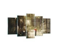 Impression sur Verre 160x85cm Tableaux Image illustration désastre Rue Pluie