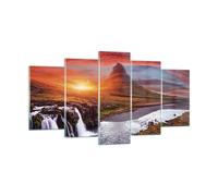 Impression sur Verre 160x85cm Tableaux Image Kirkjufell Chute D'Eau Montagne