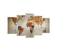 Impression sur Verre 160x85cm Tableaux Image Monde Carte Continents Géographie