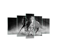 Impression sur Verre 160x85cm Tableaux Image Photo Andalouse Chevaux Galop