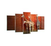 Impression sur Verre 160x85cm Tableaux Image Photo Animaux girafes zoo famille