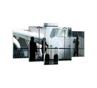 Impression sur Verre 160x85cm Tableaux Image Photo Avion Aéroport Passagers