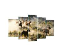 Impression sur Verre 160x85cm Tableaux Image Photo Cow-boy cow-girl cheval