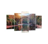 Impression sur Verre 160x85cm Tableaux Image Photo Jardin Rhododendrons Pont