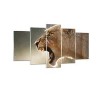 Impression sur Verre 160x85cm Tableaux Image Photo Lion Lionne Crocs Decoration