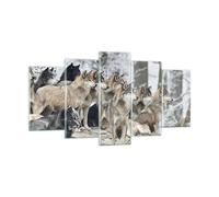 Impression sur Verre 160x85cm Tableaux Image Photo Meute Loups Hiver Decoration