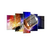 Impression sur Verre 160x85cm Tableaux Image Photo Microphone musique chanteur