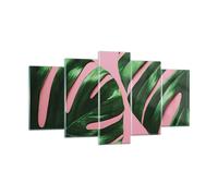 Impression sur Verre 160x85cm Tableaux Image Photo Monstera Feuille Rose