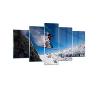 Impression sur Verre 160x85cm Tableaux Image Photo Snowboard hiver montagne pic