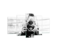 Impression sur Verre 160x85cm Tableaux Image Photographe Noir Et Blanc Double
