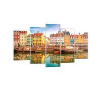 Impression sur Verre 160x85cm Tableaux Image Voiliers Eau Architecture Port