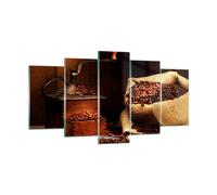 Impression sur Verre 160x85cm Tableaux Petit-déjeuner chocolat café haricots
