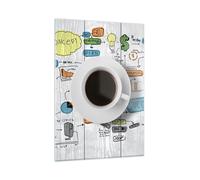Impression sur Verre 50x70cm Tableaux Image Café matin tasse petit déjeuner