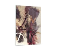 Impression sur Verre 50x70cm Tableaux Image Photo corps fille vélo illustration
