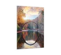 Impression sur Verre 50x70cm Tableaux Image Photo Jardin Rhododendrons Pont