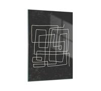 Impression sur Verre 50x70cm Tableaux Image Photo Noir Et Blanc Labyrinthe Ligne