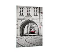 Impression sur Verre 50x70cm Tableaux Image Photo Tchèque Tramway Prague