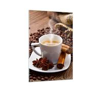 Impression sur Verre 70x100cm Tableaux Image Café noir petit déjeuner chocolat