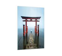Impression sur Verre 70x100cm Tableaux Image Itsukushima-Jinja Temple Parapluie