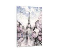Impression sur Verre 70x100cm Tableaux Image Paris Chemin Illustration eiffle