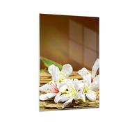 Impression sur Verre 70x100cm Tableaux Image Photo Asie spa bambou fleur