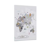 Impression sur Verre 70x100cm Tableaux Image Photo Carte Le Monde Continents