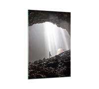 Impression sur Verre 70x100cm Tableaux Image Photo Cave Aube Femme Decoration