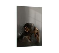 Impression sur Verre 70x100cm Tableaux Image Photo Chimpanzé Portrait Graphiques