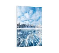 Impression sur Verre 70x100cm Tableaux Image Photo Forêt Glace Lac Decoration