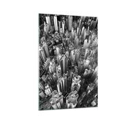 Impression sur Verre 70x100cm Tableaux Image Photo Gratte Ciels Avec Montagnes