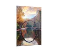 Impression sur Verre 70x100cm Tableaux Image Photo Jardin Rhododendrons Pont