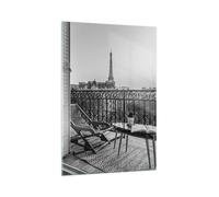 Impression sur Verre 70x100cm Tableaux Image Photo Noir Et Blanc Paris Balcon