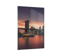 Impression sur Verre 70x100cm Tableaux Image Photo Nouveau york pont nuit