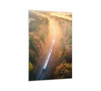 Impression sur Verre 70x100cm Tableaux Image Photo Rail Automne Soleil