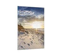 Impression sur Verre 70x100cm Tableaux Image Photo Sable Herbe Mer Decoration