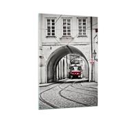 Impression sur Verre 70x100cm Tableaux Image Photo Tchèque Tramway Prague