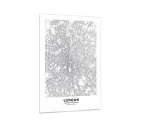Impression sur Verre 70x100cm Tableaux Image Photo Ville Carte Londres