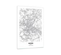 Impression sur Verre 70x100cm Tableaux Image Photo Ville Carte Rome Decoration