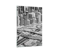 Impression sur Verre 70x100cm Tableaux Image Photo Ville Gratte-ciel Autoroute