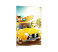 Impression sur Verre 70x100cm Tableaux Image Photo Voiture plage voyage été