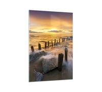 Impression sur Verre 70x100cm Tableaux mer Baltique mer brise-lames Paysage
