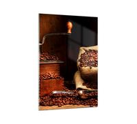 Impression sur Verre 70x100cm Tableaux Petit-déjeuner chocolat café haricots