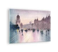Impression sur Verre 70x50cm Tableaux Aquarelle Ville Monuments Historiques