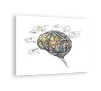 Impression sur Verre 70x50cm Tableaux Cerveau éducation expérience Illustration