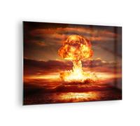 Impression sur Verre 70x50cm Tableaux Guerre bombe nu ire champignon