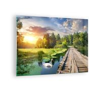 Impression sur Verre 70x50cm Tableaux Image architecture promenade Swan Paysage